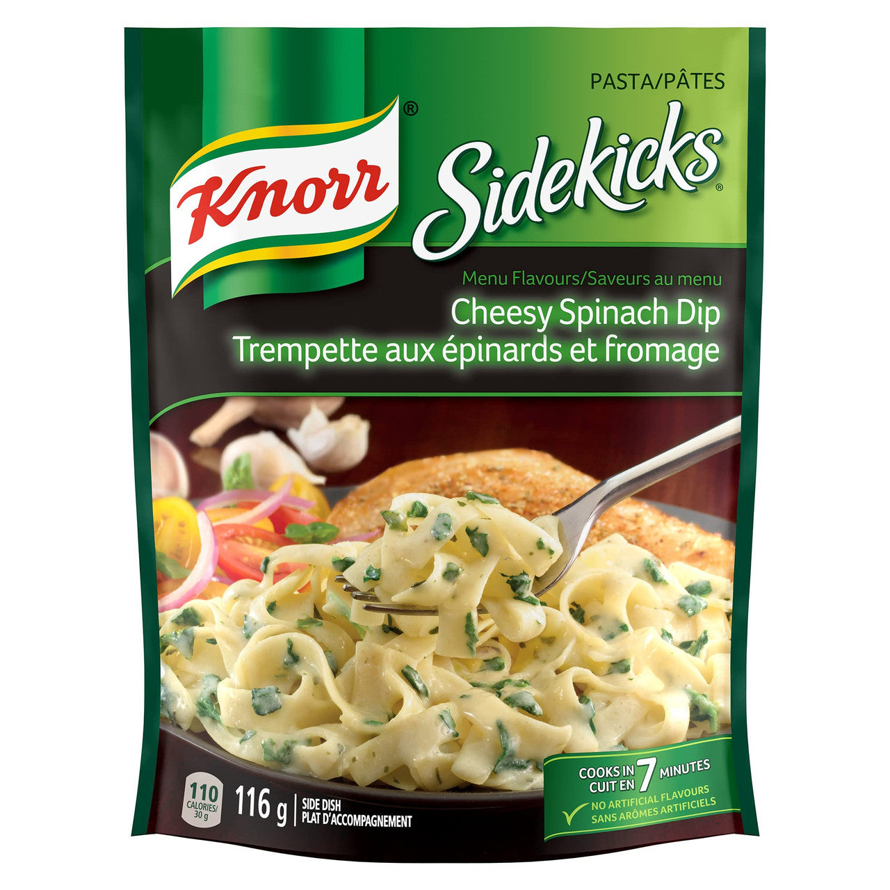 Knorr Sidekicks, Cheesy Spinach Dip Pasta, Side Dishes, 116g/4.1oz, 8ct, {Imported from Canada}